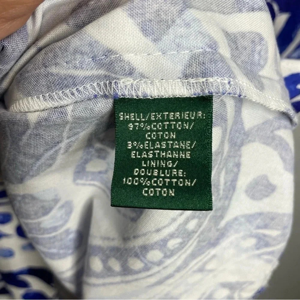 Lauren Ralph Lauren Empire Waist Dress V Neck Blue Floral Printed - Picture 7 of 7